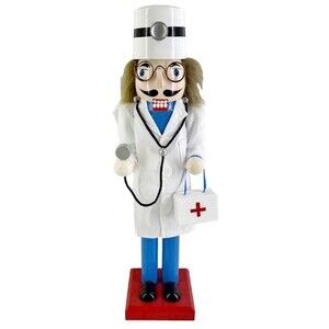 Wooden Christmas Nutcracker, 15", DOCTOR WITH FIRST AID KIT & STETHOSCOPE, ATH